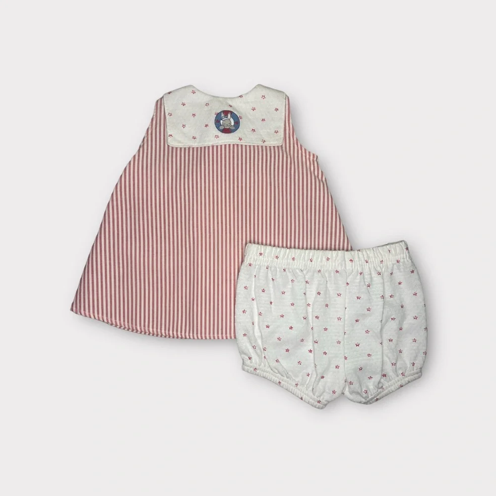 Carter's Vintage Striped Pink & White Top & Bloomer Matching Set